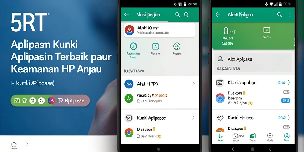 Tampilan antarmuka 5RT dengan fitur kunci aplikasi yang sederhana.