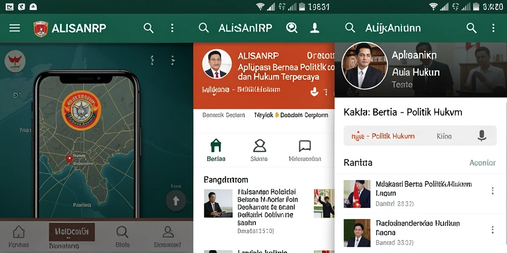 Antarmuka aplikasi ALISANRP yang informatif tentang politik dan hukum.