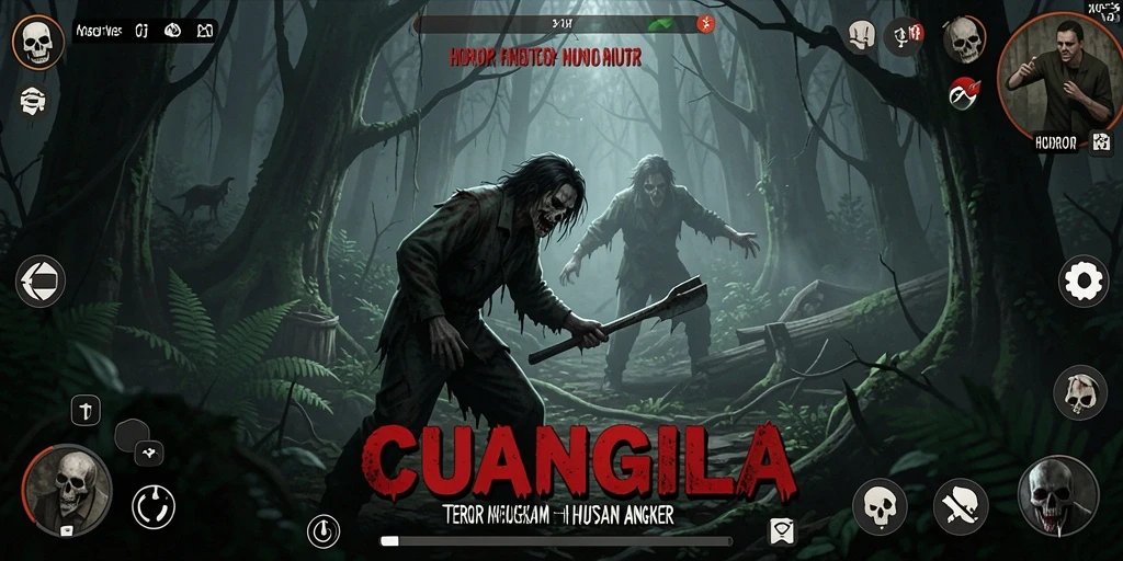 Screenshot CUANGILA menampilkan suasana hutan horor yang angker.