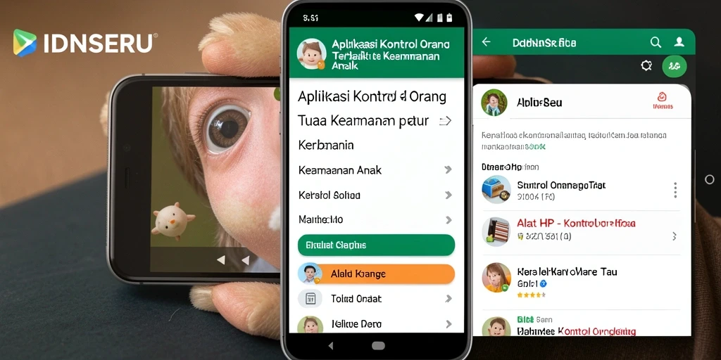 Antarmuka aplikasi IDNSERU untuk kontrol orang tua yang user-friendly.