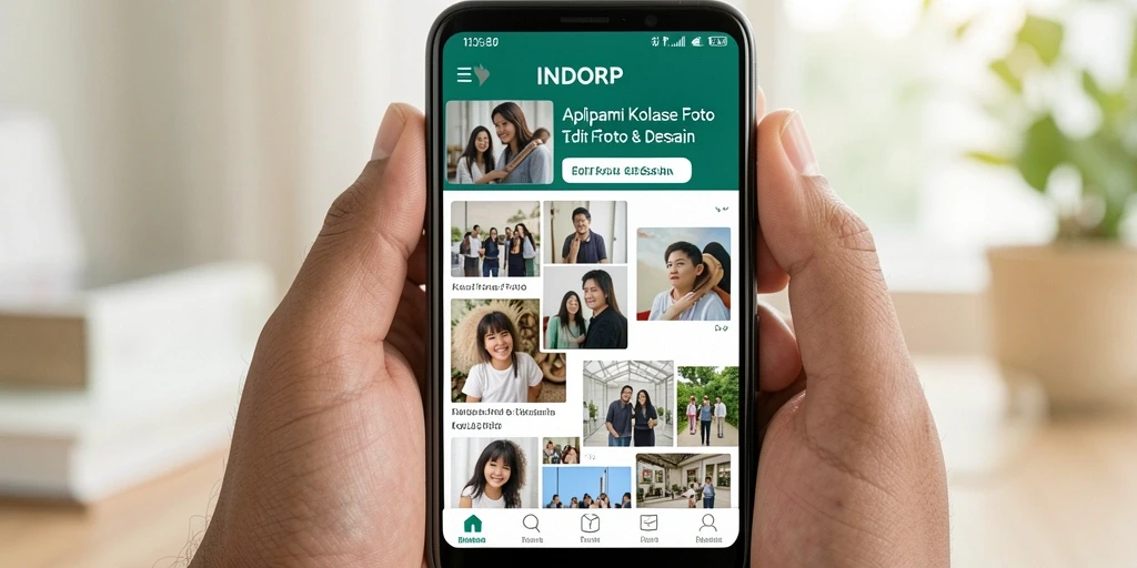 Tampilan antarmuka INDORP yang sederhana dan menarik untuk Kolase Foto.