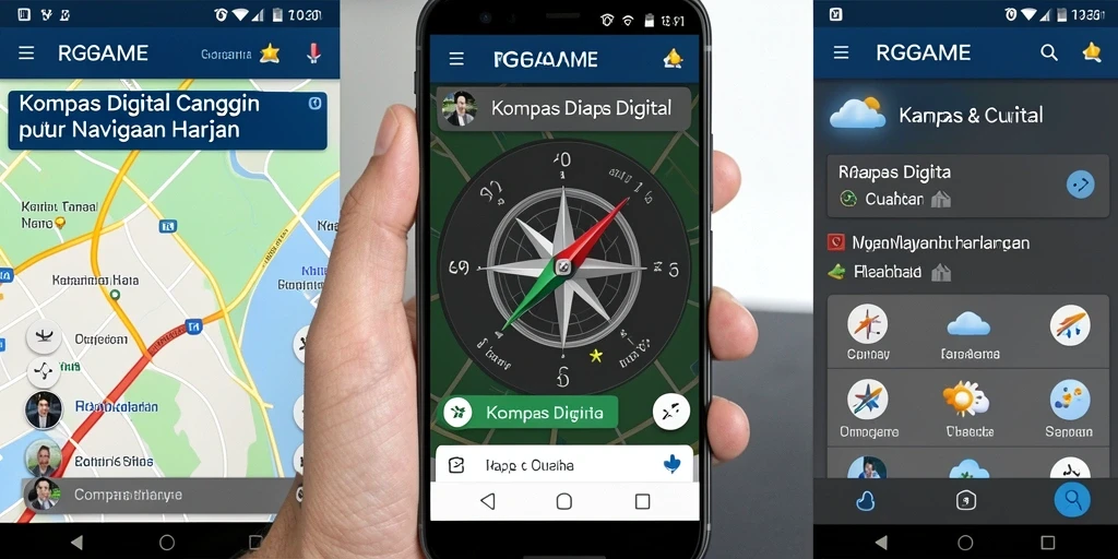 Tampilan antarmuka RPGAME yang modern dan intuitif dalam fungsi Kompas Digital.
